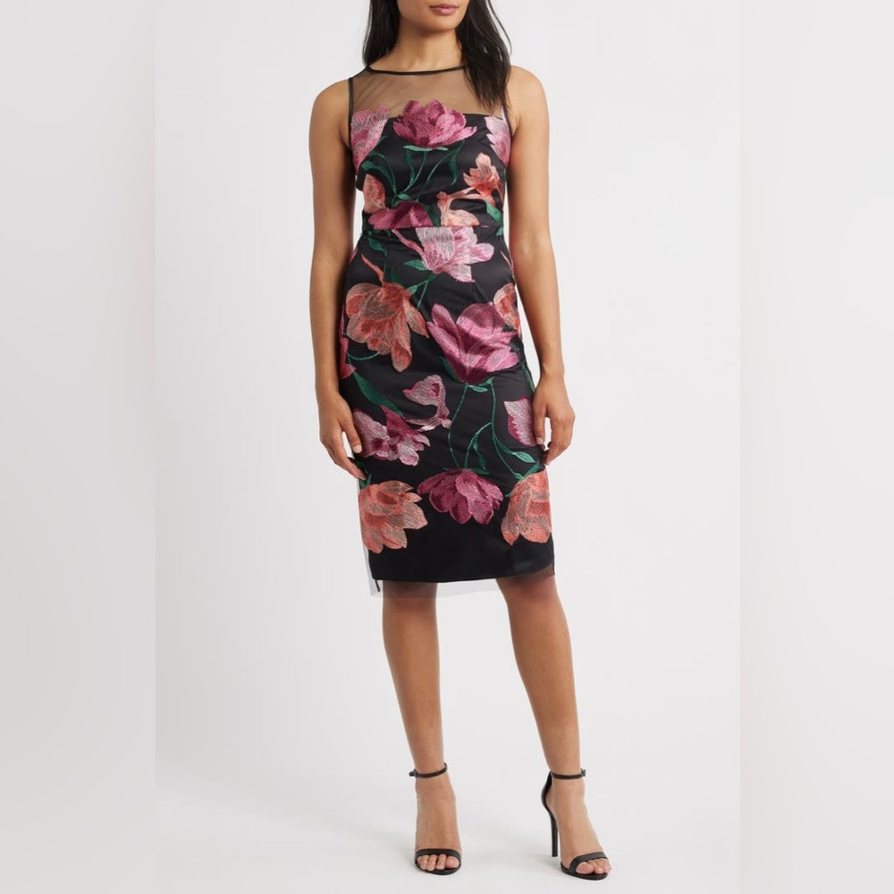 Floral Embroidered Cocktail Dress
Eliza J Pink Black Size 16 NWT